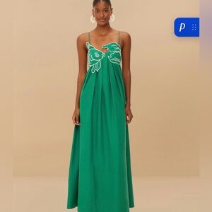 Farm Rio Green Fish Top Lenzing™ Ecovero™ Euroflax™ Maxi Dress NWT